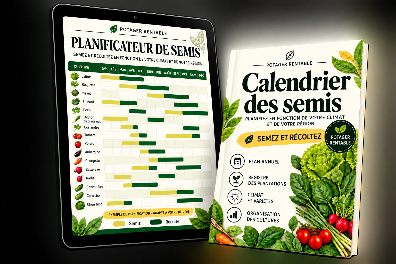 Calendrier des semis et des récoltes sur tablette