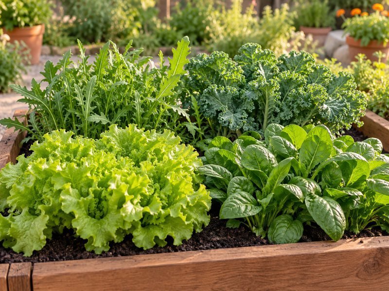 Légumes-feuilles cultivés dans un bac